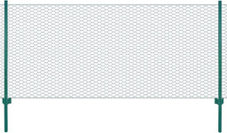 vidaXL - Draadgaashek - met - palen - 25x0,5 - m - staal - groen