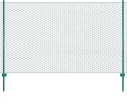 vidaXL - Draadgaashek - met - palen - 25x1,5 - m - staal - groen