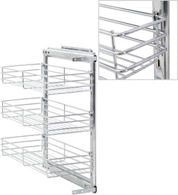 vidaXL - Draadmand - keuken - uittrekbaar - 3-laags - 47x25x56 - cm - zilverkleurig
