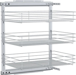 vidaXL - Draadmand - keuken - uittrekbaar - 3-laags - 47x35x56 - cm - zilverkleurig