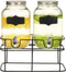 vidaXL - Drankdispensers - 2 - st - met - standaard - 2 - x - 4 - L - glas