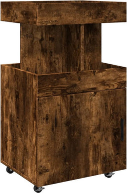 vidaXL - Drankkar - 50x41x89 - cm - bewerkt - hout - gerookt - eikenkleurig