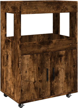 vidaXL - Drankkar - 60x39,5x89 - cm - bewerkt - hout - gerookt - eikenkleurig