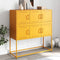 vidaXL - Dressoir - 100,5x39x107 - cm - staal - mosterdgeel