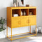 vidaXL - Dressoir - 100,5x39x107 - cm - staal - mosterdgeel