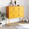 vidaXL - Dressoir - 100,5x39x107 - cm - staal - mosterdgeel