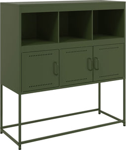 vidaXL - Dressoir - 100,5x39x107 - cm - staal - olijfgroen