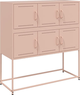 vidaXL - Dressoir - 100,5x39x107 - cm - staal - roze