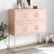 vidaXL - Dressoir - 100,5x39x107 - cm - staal - roze