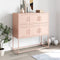 vidaXL - Dressoir - 100,5x39x107 - cm - staal - roze