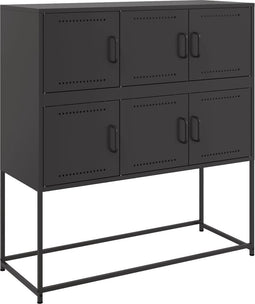 vidaXL - Dressoir - 100,5x39x107 - cm - staal - zwart