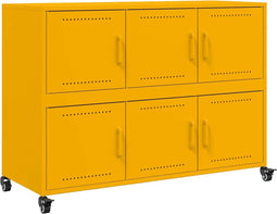 vidaXL - Dressoir - 100,5x39x72 - cm - staal - mosterdgeel