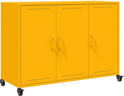 vidaXL - Dressoir - 100,5x39x72 - cm - staal - mosterdgeel