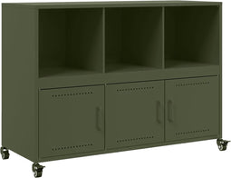 vidaXL - Dressoir - 100,5x39x72 - cm - staal - olijfgroen