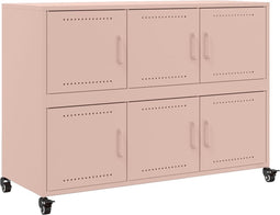 vidaXL - Dressoir - 100,5x39x72 - cm - staal - roze