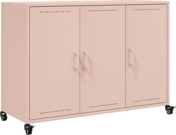 vidaXL - Dressoir - 100,5x39x72 - cm - staal - roze