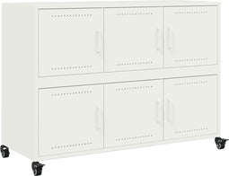 vidaXL - Dressoir - 100,5x39x72 - cm - staal - wit