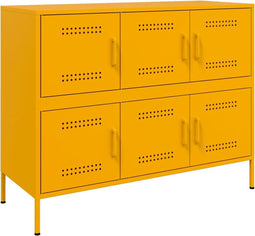 vidaXL - Dressoir - 100,5x39x79 - cm - staal - mosterdgeel