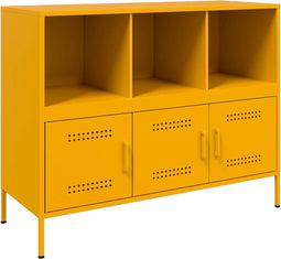 vidaXL - Dressoir - 100,5x39x79 - cm - staal - mosterdgeel