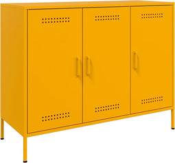 vidaXL - Dressoir - 100,5x39x79 - cm - staal - mosterdgeel