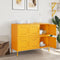 vidaXL - Dressoir - 100,5x39x79 - cm - staal - mosterdgeel