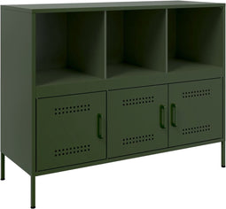 vidaXL - Dressoir - 100,5x39x79 - cm - staal - olijfgroen