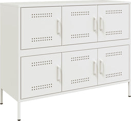 vidaXL - Dressoir - 100,5x39x79 - cm - staal - wit