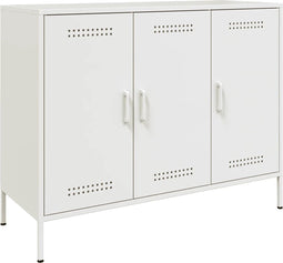 vidaXL - Dressoir - 100,5x39x79 - cm - staal - wit