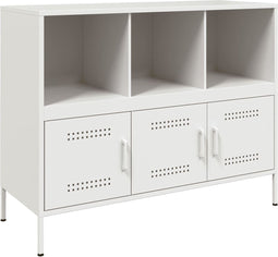vidaXL - Dressoir - 100,5x39x79 - cm - staal - wit