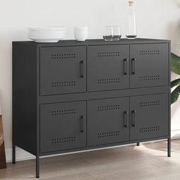 vidaXL - Dressoir - 100,5x39x79 - cm - staal - zwart