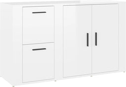 vidaXL - Dressoir - 100x33x59,5 - cm - bewerkt - hout - hoogglans - wit