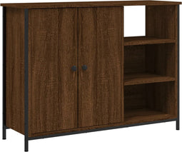 vidaXL - Dressoir - 100x33x75 - cm - bewerkt - hout - bruin - eikenkleur