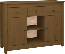 vidaXL - Dressoir - 100x35x74,5 - cm - massief - grenenhout - honingbruin