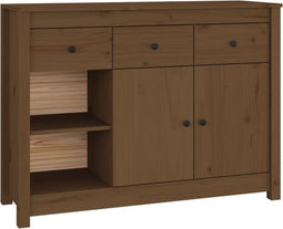 vidaXL - Dressoir - 100x35x74 - cm - massief - grenenhout - honingbruin