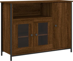 vidaXL - Dressoir - 100x35x75 - cm - bewerkt - hout - bruin - eikenkleur