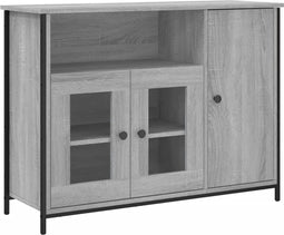 vidaXL - Dressoir - 100x35x75 - cm - bewerkt - hout - grijs - sonoma