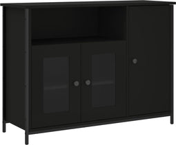 vidaXL - Dressoir - 100x35x75 - cm - bewerkt - hout - zwart