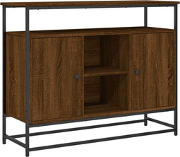 vidaXL - Dressoir - 100x35x80 - cm - bewerkt - hout - bruin - eikenkleur