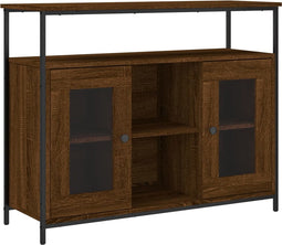vidaXL - Dressoir - 100x35x80 - cm - bewerkt - hout - bruin - eikenkleur