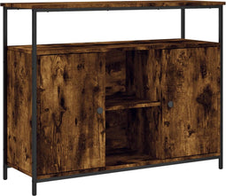 vidaXL - Dressoir - 100x35x80 - cm - bewerkt - hout - gerookt - eikenkleurig