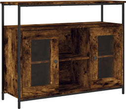 vidaXL - Dressoir - 100x35x80 - cm - bewerkt - hout - gerookt - eikenkleurig