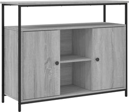 vidaXL - Dressoir - 100x35x80 - cm - bewerkt - hout - grijs - sonoma
