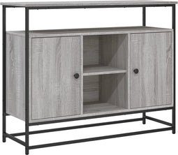 vidaXL - Dressoir - 100x35x80 - cm - bewerkt - hout - grijs - sonoma