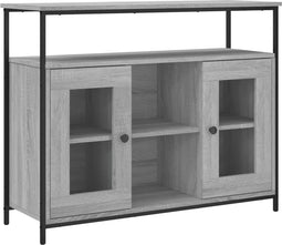 vidaXL - Dressoir - 100x35x80 - cm - bewerkt - hout - grijs - sonoma