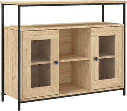 vidaXL - Dressoir - 100x35x80 - cm - bewerkt - hout - sonoma - eikenkleurig