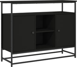 vidaXL - Dressoir - 100x35x80 - cm - bewerkt - hout - zwart