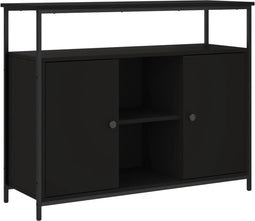 vidaXL - Dressoir - 100x35x80 - cm - bewerkt - hout - zwart