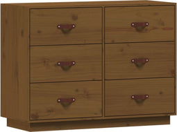 vidaXL - Dressoir - 100x40x75 - cm - massief - grenenhout - honingbruin