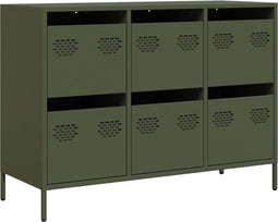 vidaXL - Dressoir - 101,5x39x73,5 - cm - koudgewalst - staal - olijfgroen