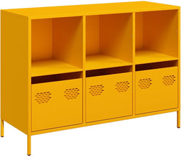 vidaXL - Dressoir - 101,5x39x73,5 - cm - koudgewalst - staal - mosterdgeel